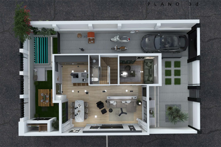 Detalle del proyecto de interiorismo- Plano en 3D